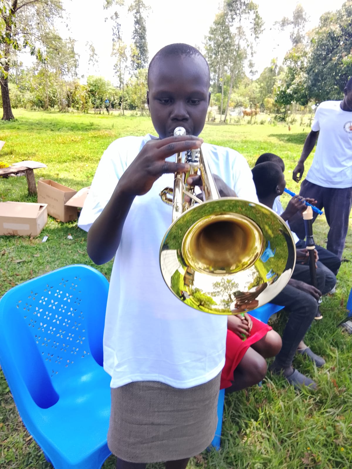 Student playing trumpet